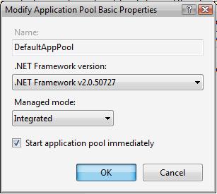 Modify Application Pool Basic Properties for IIS7